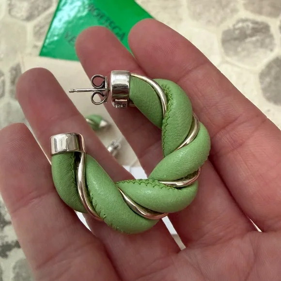 Bottega Veneta Pistachio Twisted Hoop Earrings - Picture 2 of 4